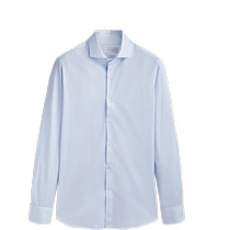 Spring and summer new Massimo Dutti mens 2024 new business formal fit French cuffs pure cotton blue shirt 00161161403