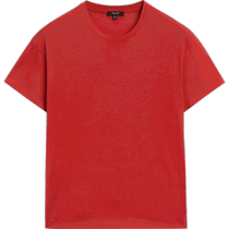 Spring and summer new product MassimoDutti2024 womens casual basic red skin-friendly cotton round neck short-sleeved right shoulder T-shirt 06205115600