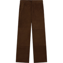 New Autumn and Winter MassimoDutti2024 Womens Maillard Retro Brown High-Quality Suede Leather Straight Leather Pants 05309839700