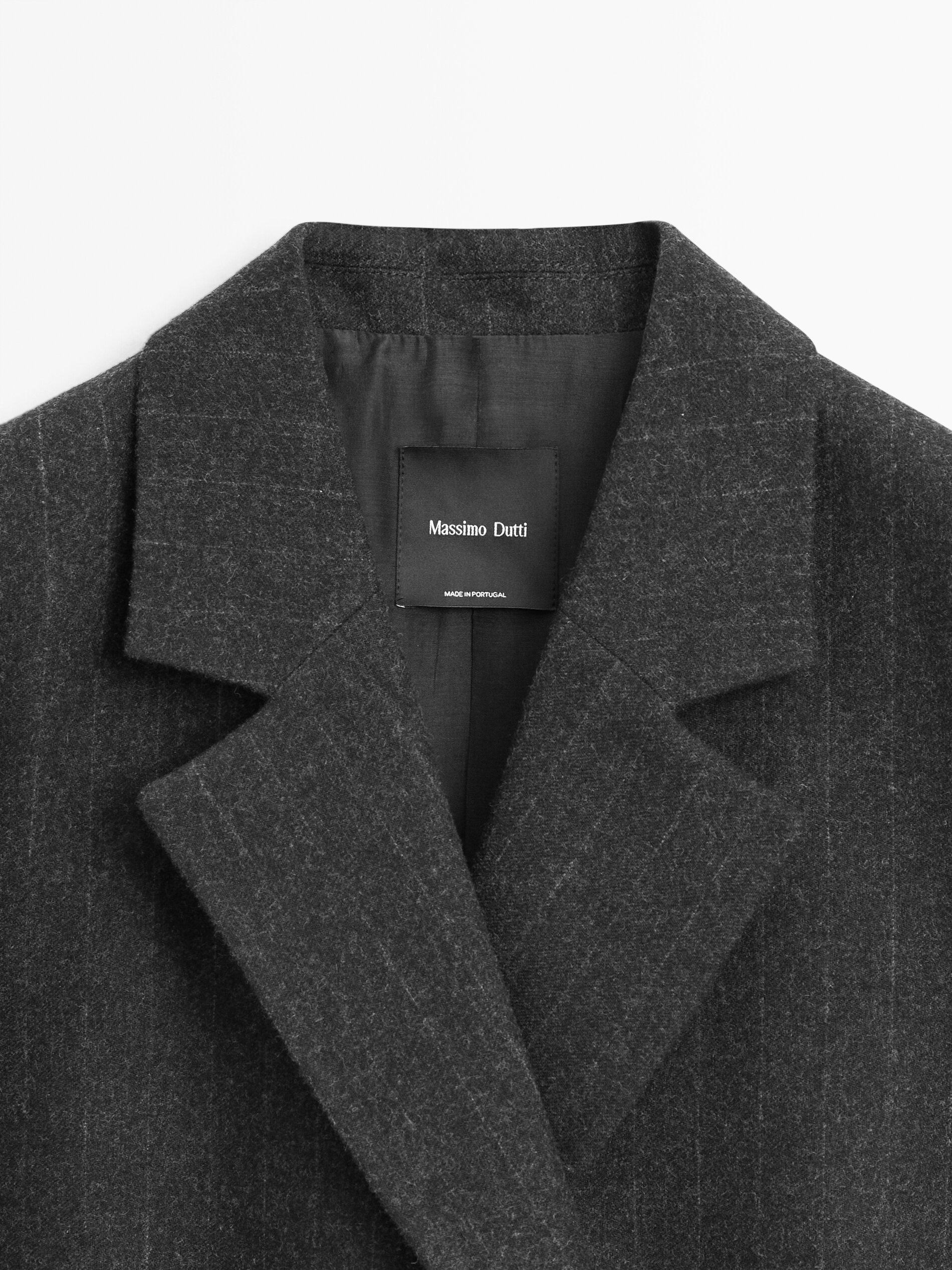 Новинка зимний осеннний MassimoDutti2025 женщины Свет и способный темперамент Коммутирующий стиль длинная модель кружево полоса костюм пальто 06054901802 