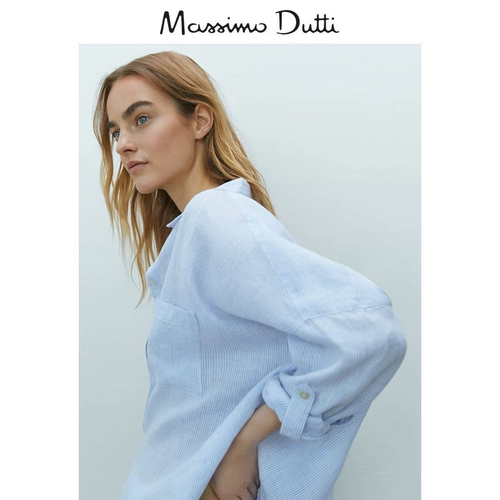 Massimo Dutti Женская летняя летняя новая складная рукава.