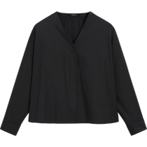 Discount season Massimo Dutti womens clothing 2024 summer new style French style black elegant V-neck long-sleeved shirt 05171961800
