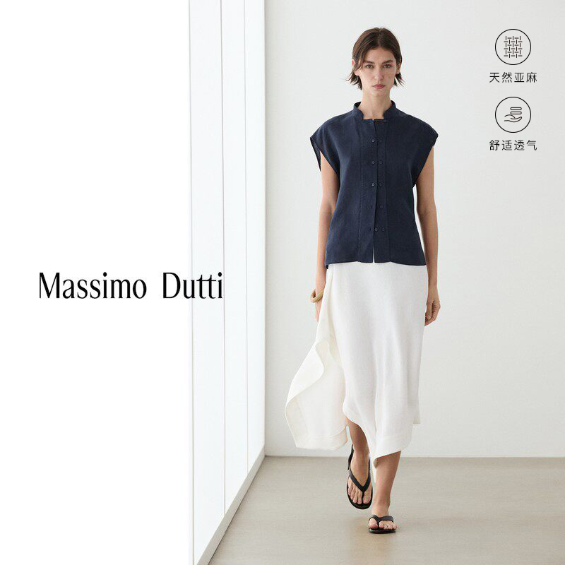 Early Autumn New Collection Massimo Dutti 2026 Women's Clothing: Elegant and Sophisticated Buttoned Flowing Pure Linen Funnel Collar Sleeveless Shirt 05150550422 Early Autumn New Collection Massimo Dutti 2026 Women's Clothing: Elegant and Sophisticated Buttoned Flowing Pure Linen Funnel Collar Sleeveless Shirt 05150550422
