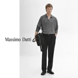 Специальное предложение нового продукта. Мужской свитер MassimoDutti 2025 года, новый элегантный стиль для поездок на работу, темно-серый, с воротником-поло и длинными рукавами 00931396829
