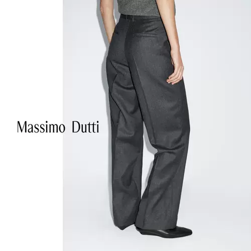 Осенне-зимний новый стиль женской одежды MassimoDutti2025, легкий и утонченный темперамент, стиль для поездок на работу, высококачественные фланелевые брюки из чистой шерсти 05067716802