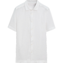 Summer new Massimo Dutti mens 2024 new casual commuting style white thin pure linen short-sleeved shirt 00194446250