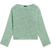Early autumn new MassimoDutti2024 womens mint Mambo green color green boat neck sweater long-sleeved sweater 05614608498