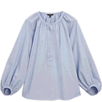 New Product Special Offer Massimo Dutti2024 Womens French Style Commuting Style Girly Blue Puff Sleeve Round Neck Shirt 05100703400