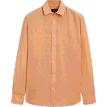 Summer new MassimoDutti mens 2024 new casual style dopamine orange standard version pure linen long-sleeved shirt 00186450675