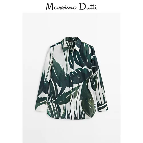 Massimo Dutti 2023 Женские каникулы, Печатная печать пальмовых рубашек 05127823500