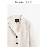 Massimo Dutti, демисезонный белый костюм для отдыха, облегающий крой