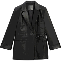 Spring Summer New Products MassimoDutti2024 Women Dress New Chinese Laces With Black Advanced Feel Genuine Leather Leather Suit Jacket 04718738800