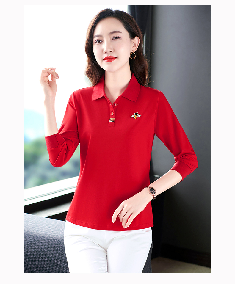 F1130 670K ÁO THUN NỮ WUHTDNG DÀI TAY MÙA XUÂN THU ĐÔNG TRUNG NIÊN THÊU HỌA TIẾT HOA KÍN CỔ THỜI TRANG NỮ VẢI BÔNG G02 SẢN PHẨM MỚI