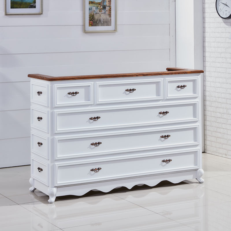 European cash register counter Clothing store white corner simple counter Beauty salon bar paint L-shaped retro bar table