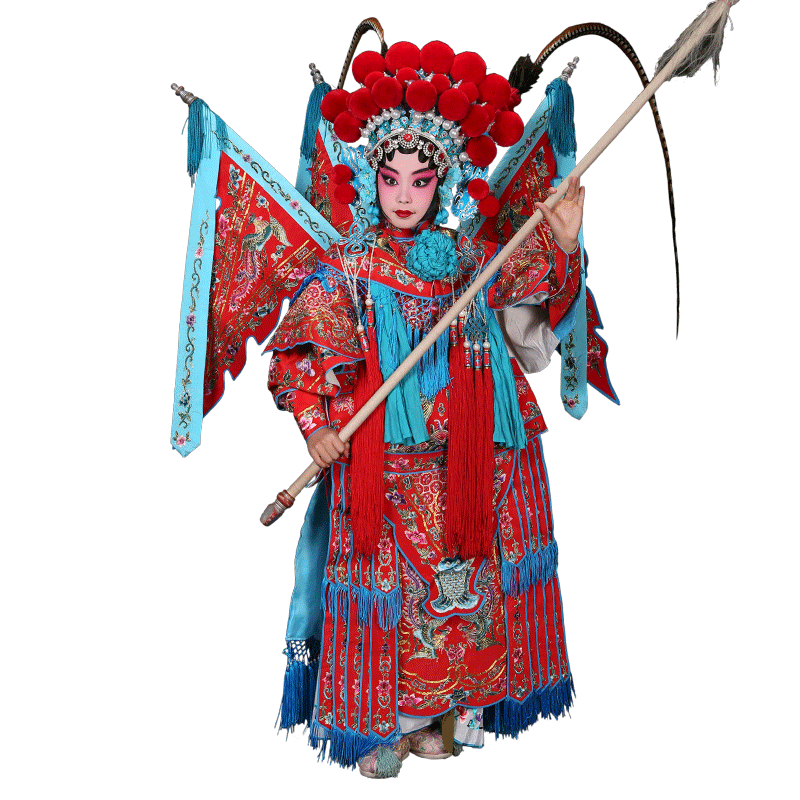 全龍戲裝 京劇戲曲服裝女將女武旦刀馬旦穆桂英掛帥 兒童縐勾女靠