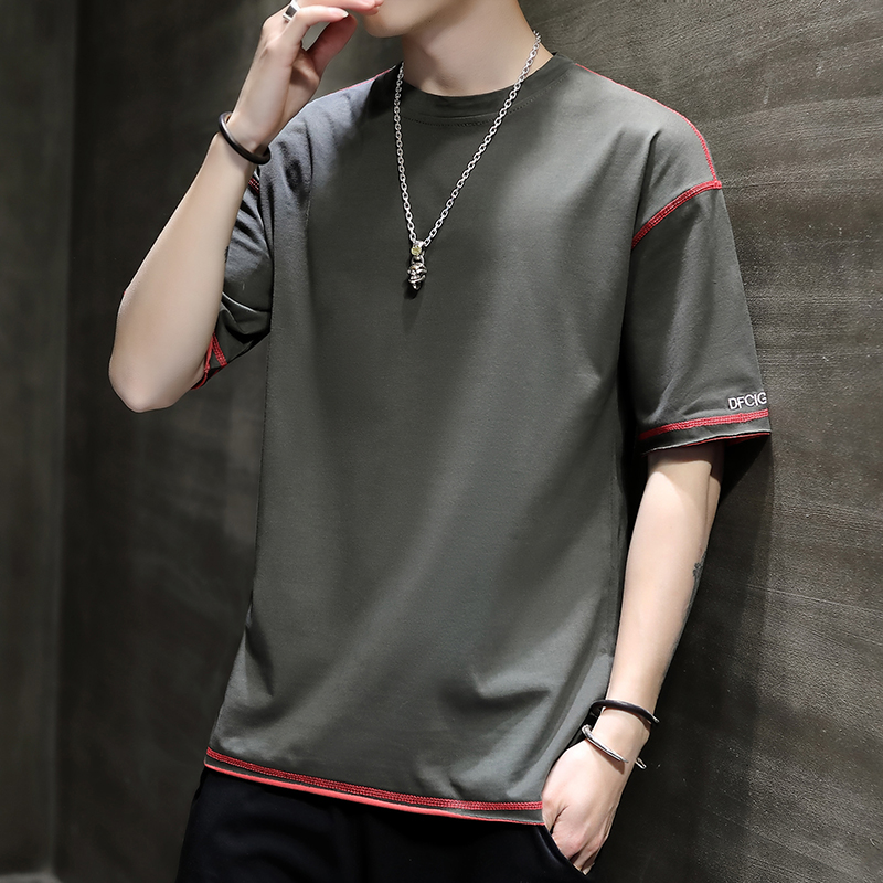 t-shirt nam 2020 xu hướng mặc ngắn tay mới mùa hè bông nửa sleevemen nam nhấn siphone đáy 桖