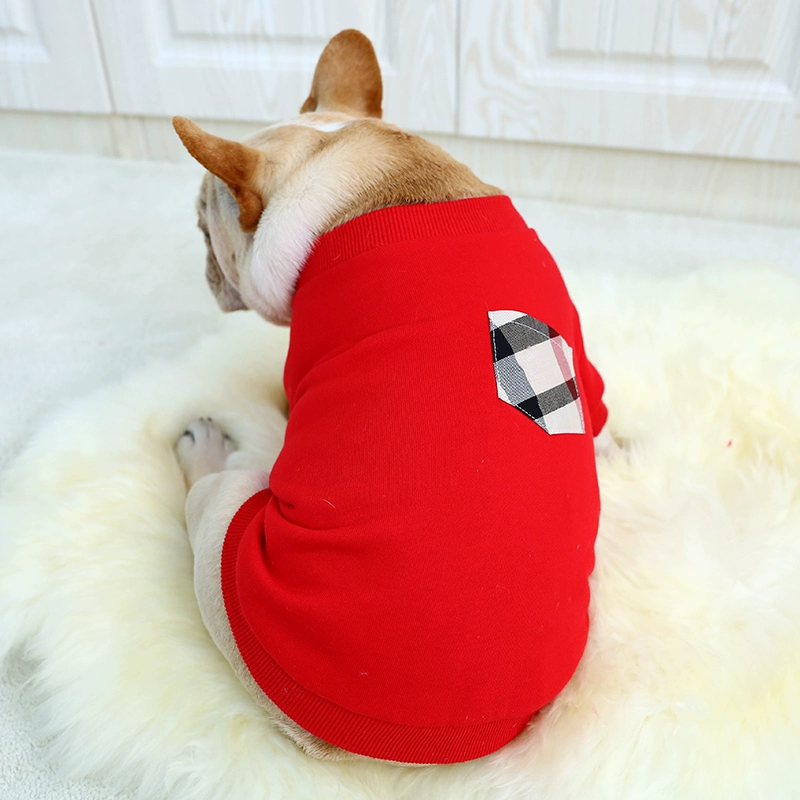 PETCIRCLE Pet Dog Cotton Pháp Quần áo Chó béo Chó Keji Quần áo Áo thun đỏ lễ hội - Quần áo & phụ kiện thú cưng