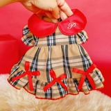 Одежда для щенков осенью и зимнее классическое клетчатое платье плюшевая бим -бим боменг кошка Новая годовалая одежда