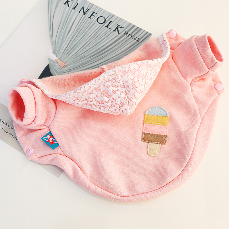 Quần áo thú cưng Teddy Bomeibi gấu chó nhỏ quần áo cún con chó dễ thương mùa xuân thêu kem áo len trùm đầu - Quần áo & phụ kiện thú cưng 	áo dành cho chó lớn