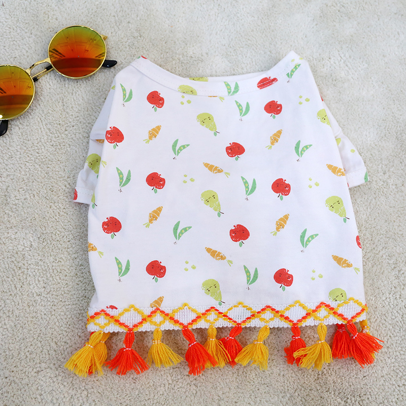 Quần áo Pháp Chó Quần áo Chó Pet Bago Keji Yingdou Chó nhỏ In Lúa mì Spike Fringe Ngắn - Quần áo & phụ kiện thú cưng áo cho mèo đẹp