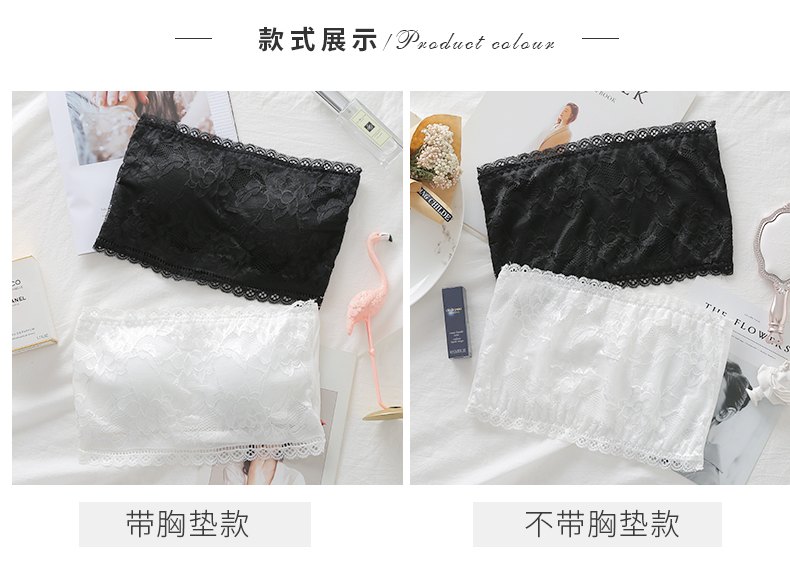 Mùa hè ống top đồ lót chống sáng tụ tập quấn ngực ren chạm đáy chống trượt trên áo ngực không dây ngắn gợi cảm áo ngực không gọng