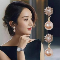 Fatal GazeKorean pearl ear nail female pure silver delicate inlaid drill retro earrings new anti-allergy earrings