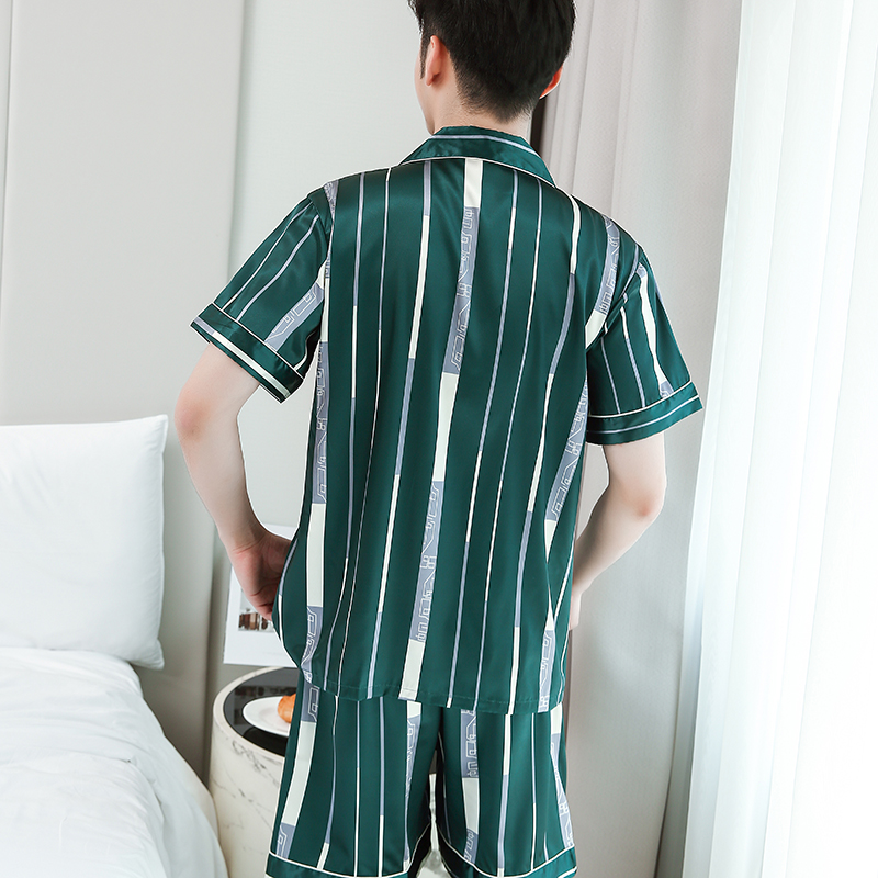 Mens đồ ngủ mùa hè lụa quần short mỏng thiếu niên mùa xuân và mùa thu băng phim hoạt hình quần áo nhà set mùa hè.