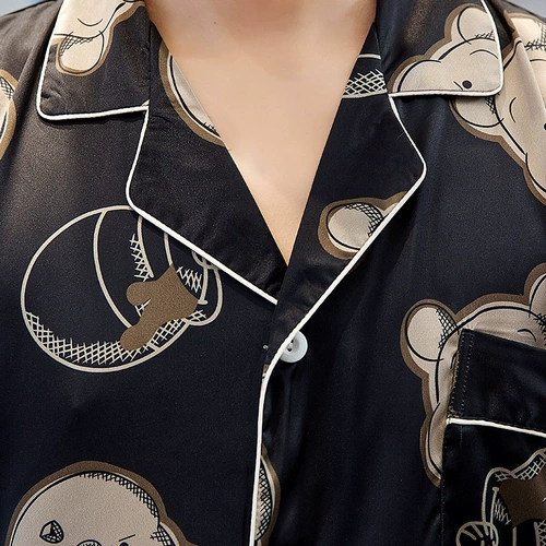 Летняя пижама для влюбленных подходит для мужчин и женщин, мультяшный осенний комплект, в корейском стиле, с медвежатами, популярно в интернете, короткий рукав