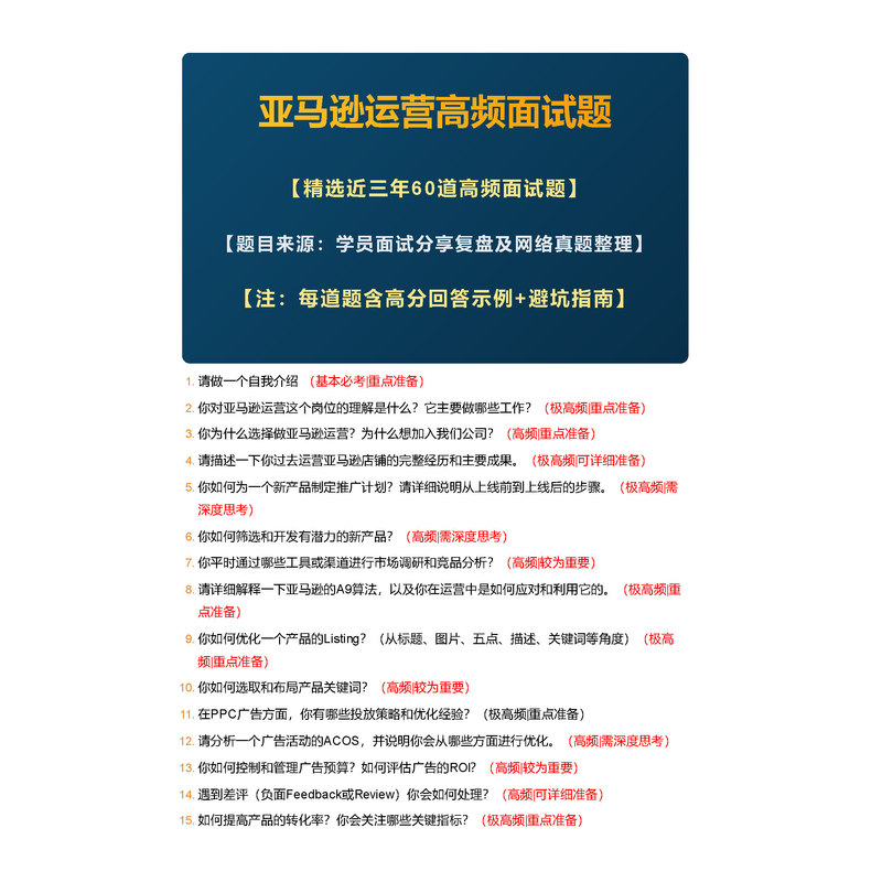 2026 Amazon Operations General Job Role High-Frequency Interview Questions with Detailed Answers |   Pdf Digital Version
