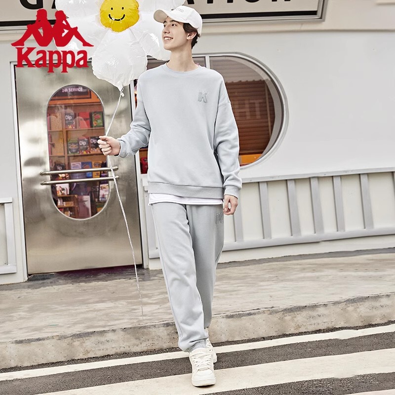 Kappa Smiley Face Sports Suit New Men's and Women's Fleece-Lined Casual Pullover Sweatshirt and Sweatpants K0Cy2Xl19P