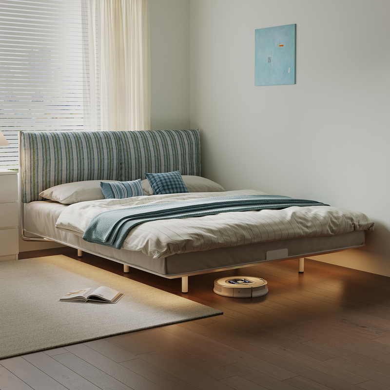 Acrcoi/Modern Minimalist Small Apartment Fabric Removable and Washable Headboard Carbon Steel Floating Soft Package 1.5m Guest Bedroom Bed Acrcoi/Modern Minimalist Small Apartment Fabric Removable and Washable Headboard Carbon Steel Floating Soft Package 1.5m Guest Bedroom Bed