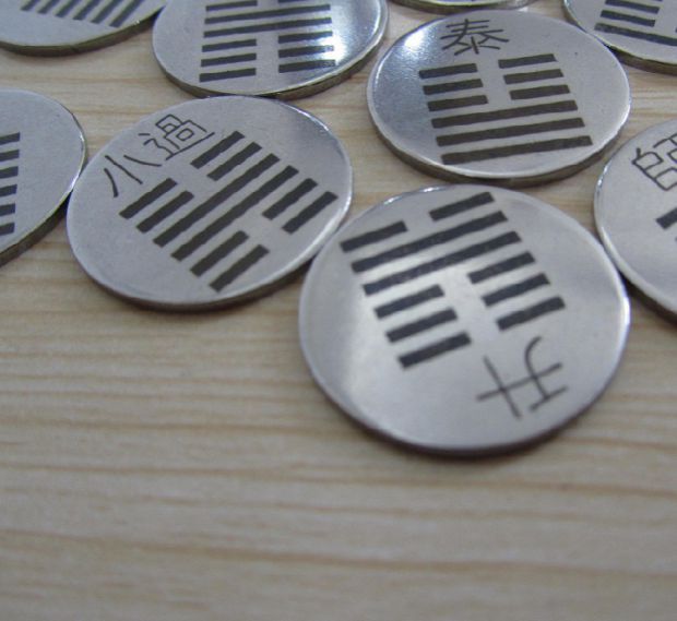 Zhou Yi Jing Xuejing 64 divination Stainless Steel Metal Coin Card Qiankun 64 Divination Steel 6-4 Fortune Card Tool