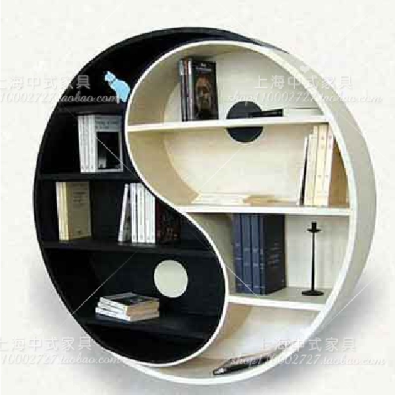 Creative Bookshelf Bookcase Bookcase Cultural Place Black And White Tai Chi Library Shelf Mall Personality Decorative rack closet