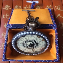 I Ching high-end pure copper ancient 12 zodiac hours dry branch pearl mechanical pocket watch Antique Dianzhen collection pocket watch