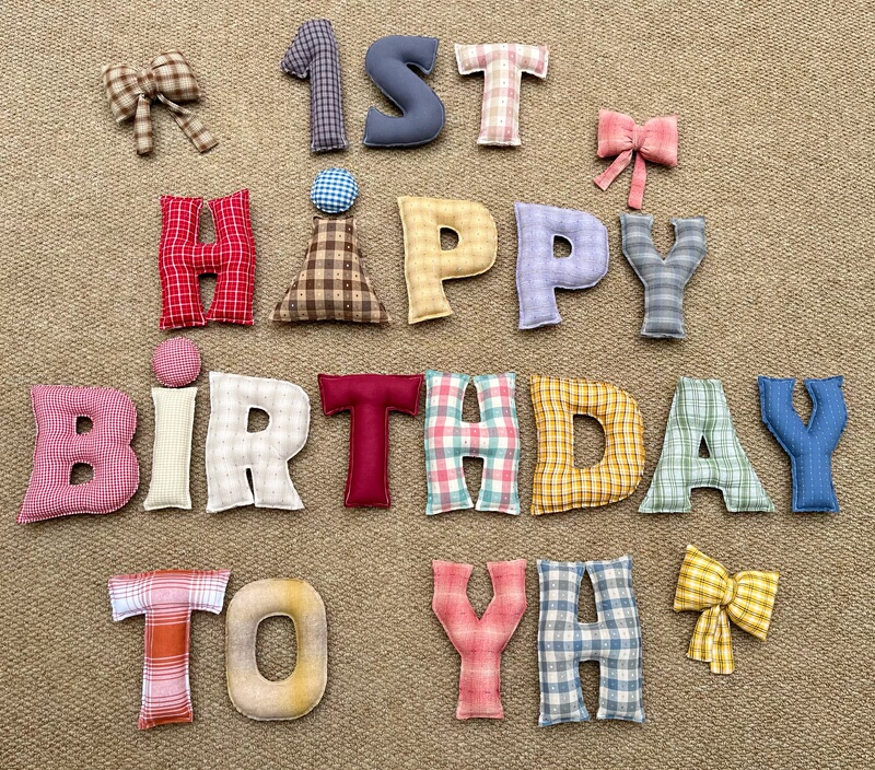 Handmade DIY Fabric Birthday Letters in Vintage Color Scheme Suitable for Birthday Scene Decoration (Non-Returnable)