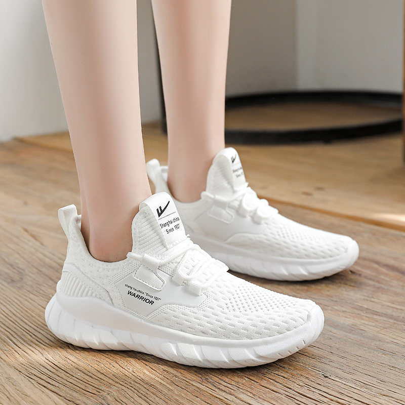 Pull back spring running shoes men's shoes women's shoes summer lightweight breathable flying line mesh surface shock-absorbing non-slip walking casual shoes