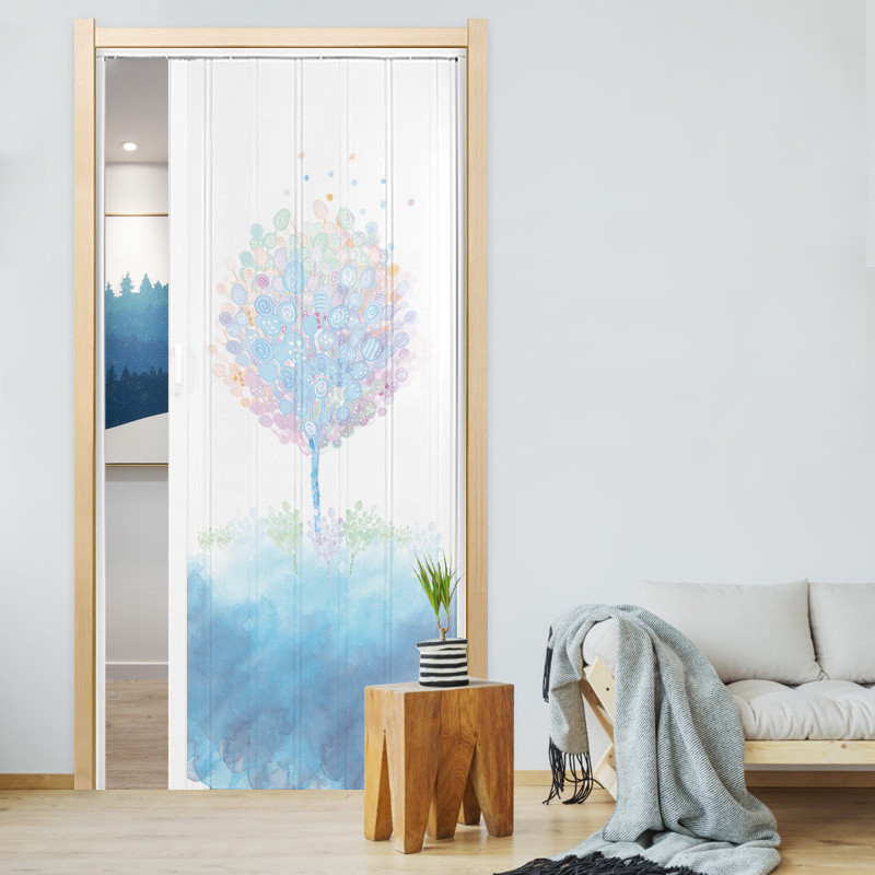 Nordic PVC folding sliding door kitchen bathroom balcony partition door bathroom door hanging rail invisible custom door