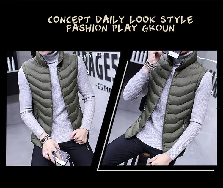 Áo vest nam cotton dày vest vest vest vest mùa thu và mùa đông nam áo khoác phiên bản Hàn Quốc của xu hướng đẹp trai thủy triều khoác vest nam