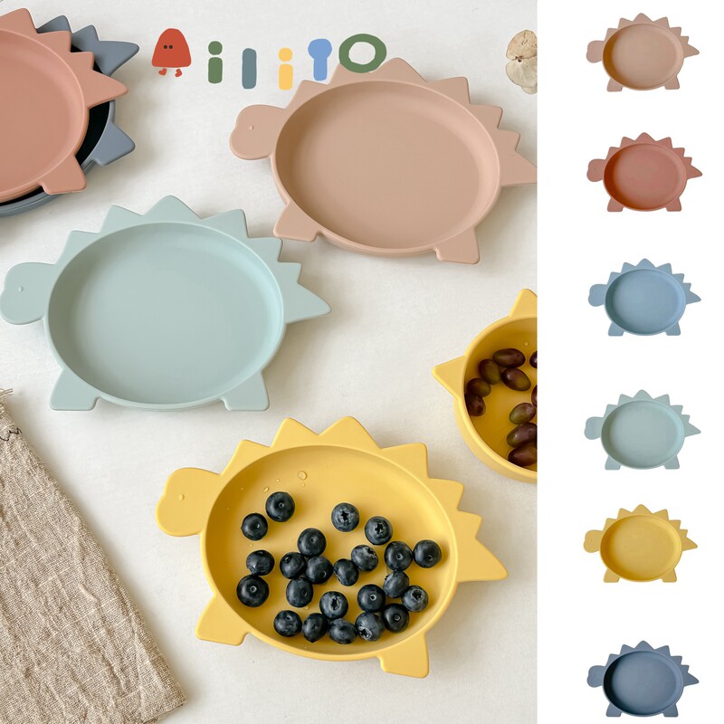 Danish Children's Dinosaur Silicone Dinner Plate Family Restaurant Xibei Kindergarten Baby Animal Dopamine Dinner Plate Tableware