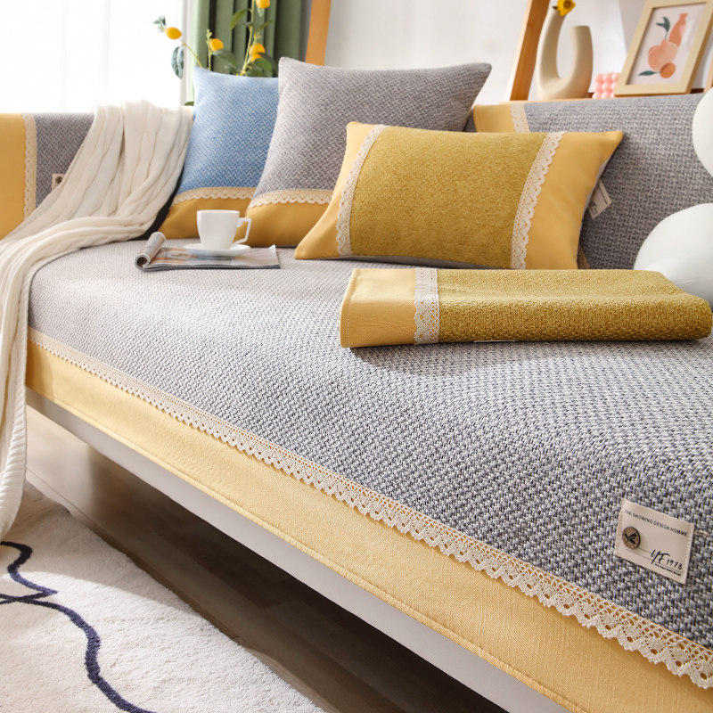 2021 new sofa cushion four seasons universal non-slip cushion simple modern sofa cover old coarse cloth cover cloth towel