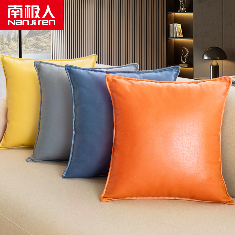Leather sensation Pillow High-end Light Lavish Tech Cloth Sofa Leaning Back Cushion Living-room Office Ins Wind Without Core Pillowcase