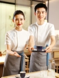 Рабочая одежда официанта -ресторана yiyantang Новый китайский отель Catering Hotel китайский стиль с коротким рукавом женская летняя одежда