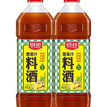 厨邦葱姜汁料酒大瓶装1L*2炒菜增香去腥