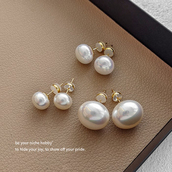 Shijia Steamed Bun Pearl Earrings for Women, 999 Pure Silver Needle, Light Luxury Temperament Earrings, 2025 New Niche Earrings