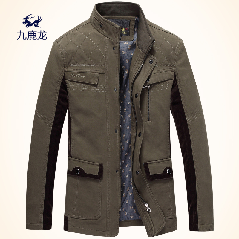 Autumn new middle-aged men's jacket Middle-aged men's stand-up collar business spring and autumn thin dad jacket