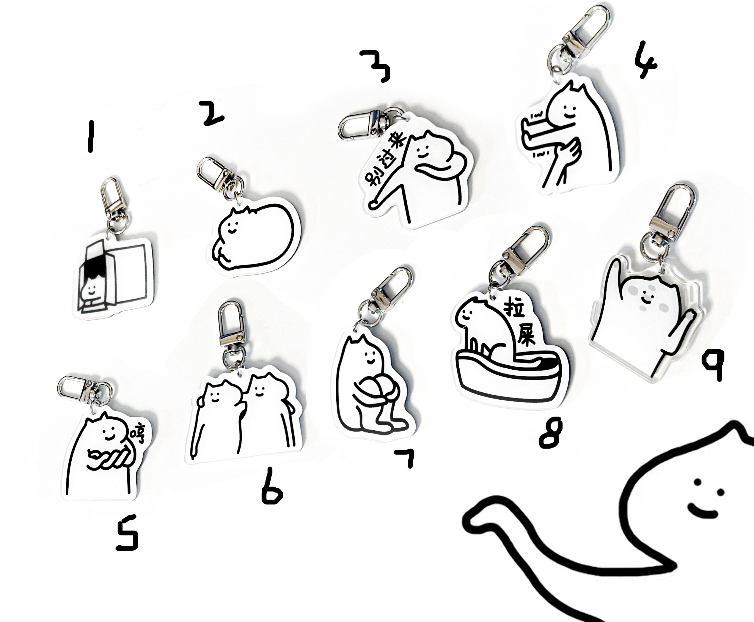 what cccat what cat original expression perimeter key chain acrylic creative pendant bifacial cute accessories