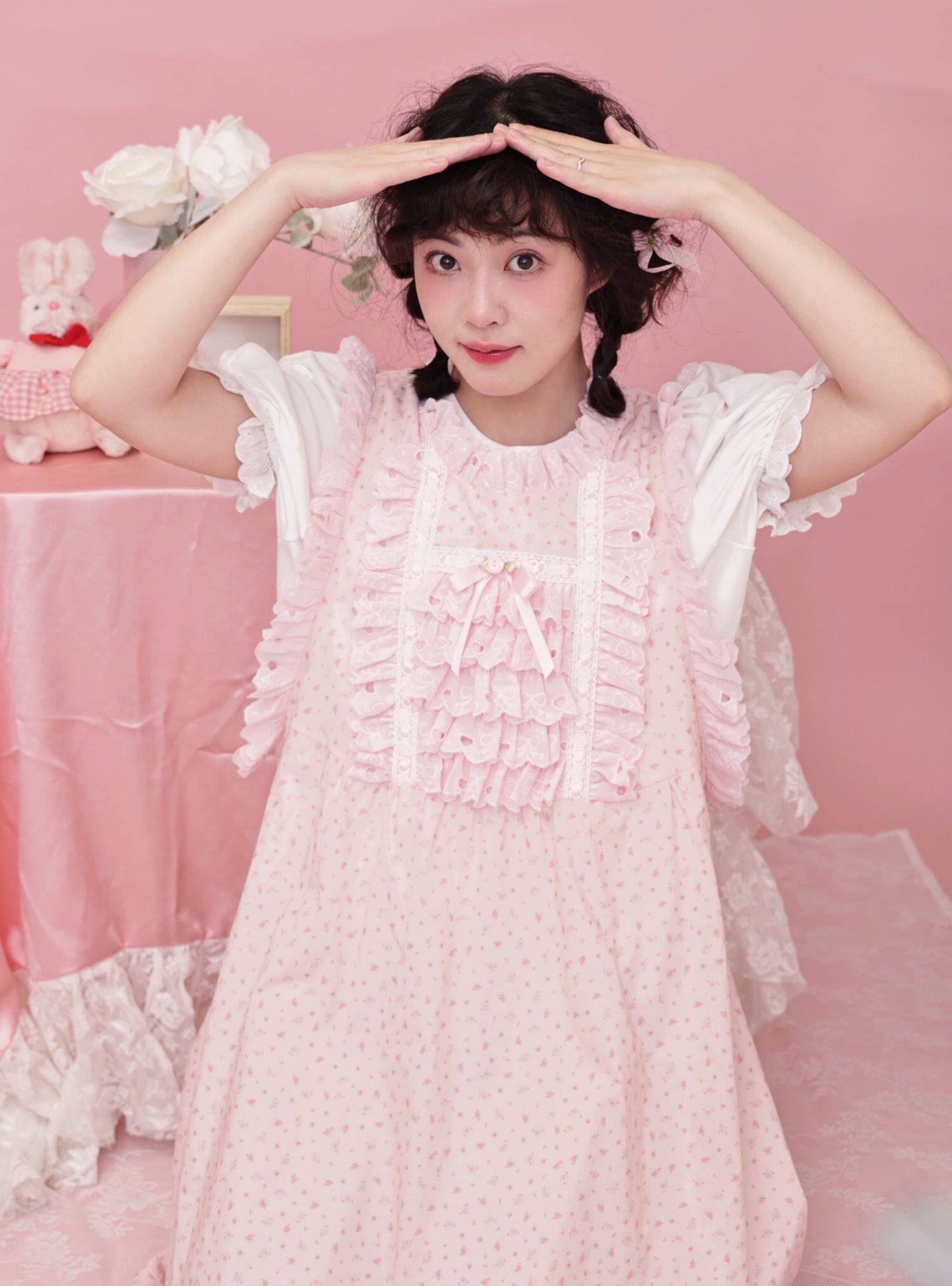 希少ヴィンテージ レースリボン ベビーピンク フラワー キャミロングワンピース 送料無料 15%OFF】レトロガーリー 蝶レース刺繍ピンクキャミワンピース