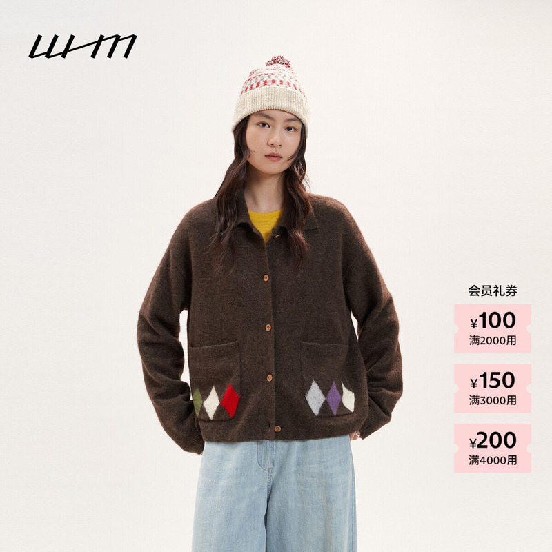 【New Product】Suran Whm 26 Winter Women's Vintage Style Yak Wool Argyle Collar Sweater Knitted Cardigan 【New Product】Suran Whm 26 Winter Women's Vintage Style Yak Wool Argyle Collar Sweater Knitted Cardigan