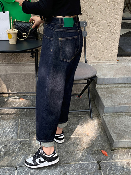 大码牛仔裤女2025新款胖妹妹宽松显瘦直筒老爹哈伦裤梨形身材裤子