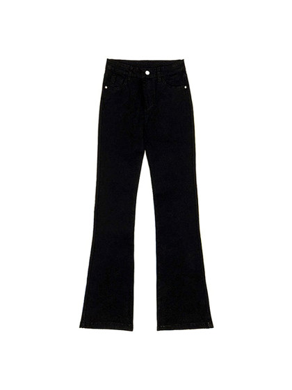 大码黑色微喇牛仔裤女夏季新款胖妹妹mm高腰弹力显瘦梨形身材裤子